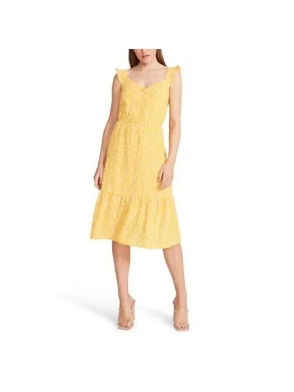 BB Dakota Steve Madden BNWOT womens yellow "petal heart" dress NEW sz XLarge